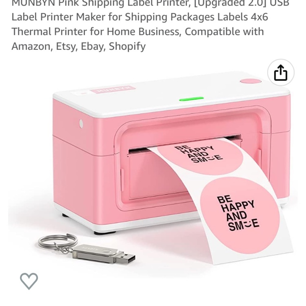 Munbyn pink thermal label printer